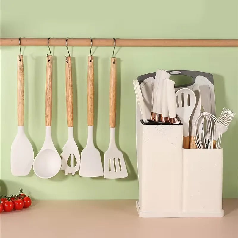 19 PCs Silicon Cooking & Knife Set With Board