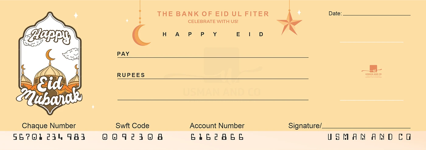 Premium Eidi Cheque Book for Kids – 10 Cheques