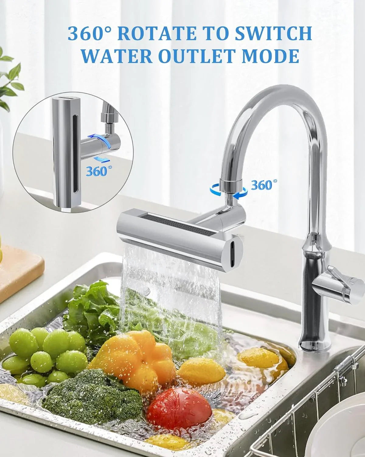 4 in 1 Multifunctional Kitchen Sink Waterfall Faucet