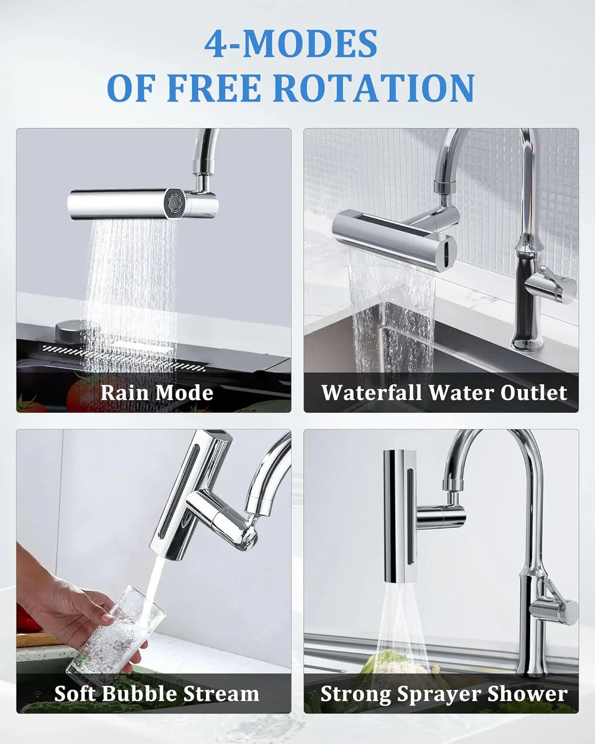 4 in 1 Multifunctional Kitchen Sink Waterfall Faucet