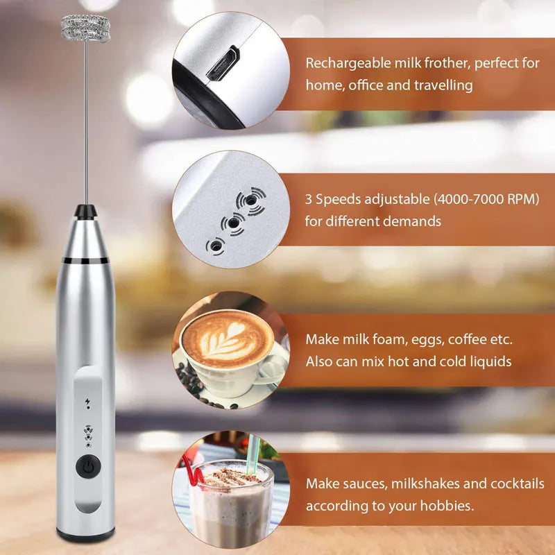 2 in 1 coffee egg beater rechargebale