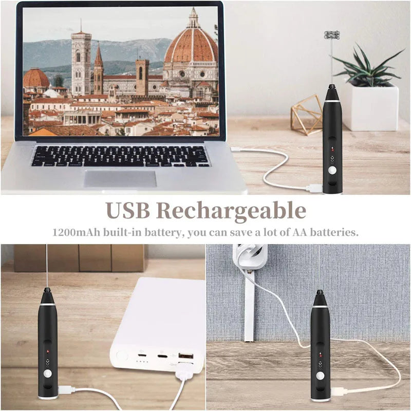 2 in 1 coffee egg beater rechargebale