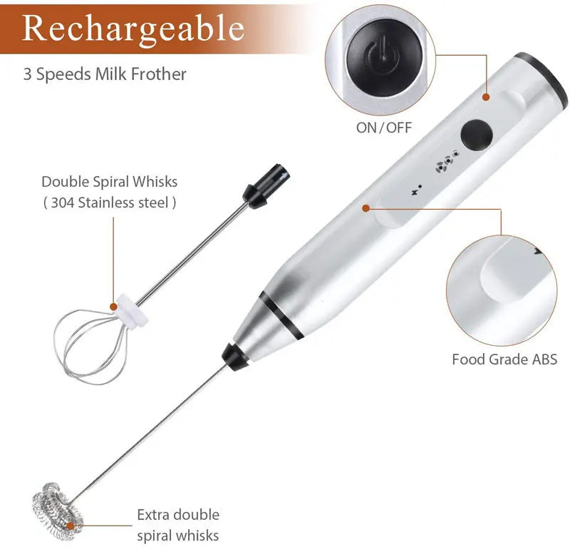 2 in 1 coffee egg beater rechargebale