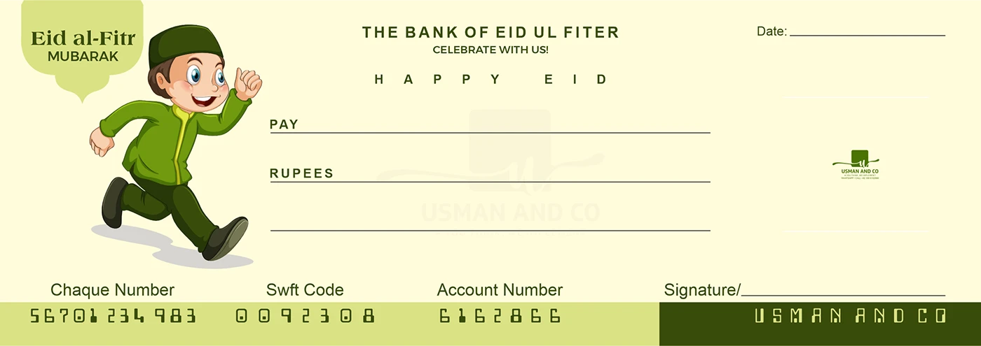 Premium Eidi Cheque Book for Kids – 10 Cheques