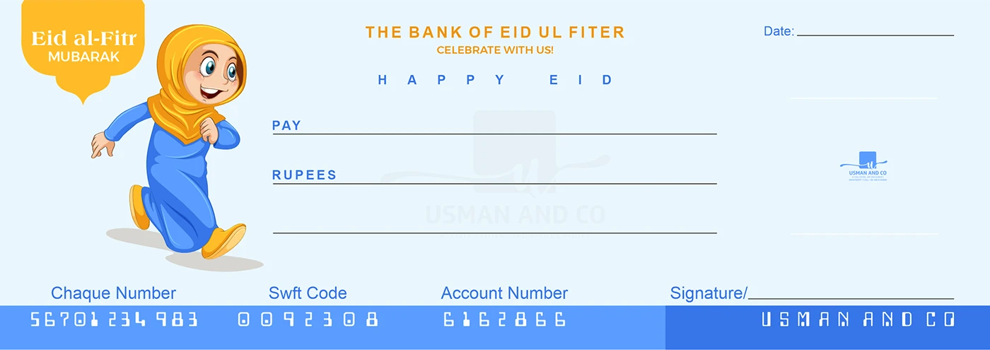 Premium Eidi Cheque Book for Kids – 10 Cheques
