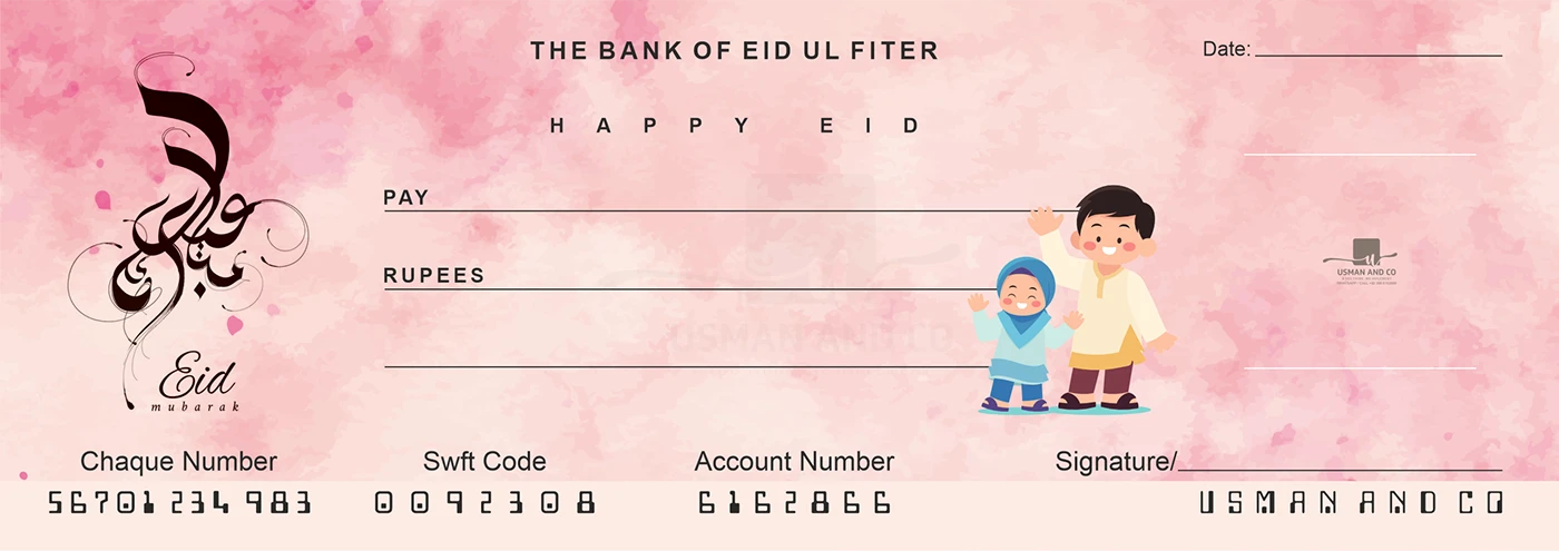 Premium Eidi Cheque Book for Kids – 10 Cheques